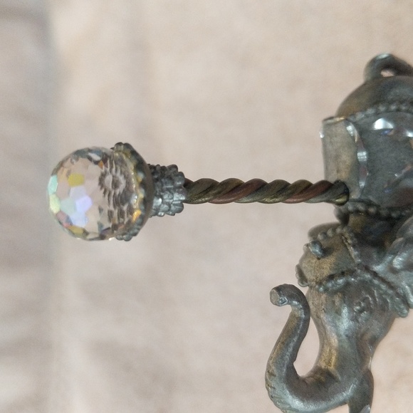 1984 Spoontiques Pewter Carousel Elephant with Crystal Ball Top - Picture 3 of 8